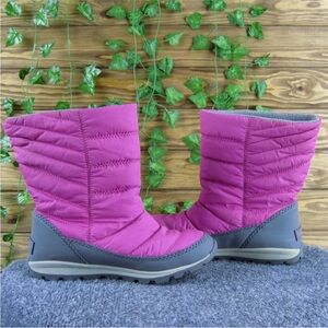 Sorel waterproof winter snow boots pink quilted nylon kids 3